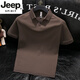 JEEP SPIRIT吉普夏季2025新款男士短袖polo.衫高端翻領(lǐng)t恤純色修身半袖體恤男 咖啡色 XL