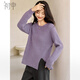 初申 春秋厚款針織衫女圓領(lǐng)氛圍感下擺開(kāi)叉設計氣質(zhì)毛衣毛衫S144Z9014