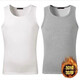 策息保暖背心男內衣背心純色加絨加厚冬季坎肩馬甲打底無(wú)袖內衣保暖璽 白色+加絨淺灰 加絨 2XL -建議130-145斤左右