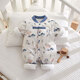 婧麒（JOYNCLEON）新生嬰兒120克夾棉衣服純棉秋冬裝加厚棉睡衣寶寶保暖國風(fēng)連體衣 藍詩(shī)畫(huà) 90