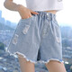 優(yōu)優(yōu)1點-女童牛仔短褲夏季新款洋氣兒童純棉外穿韓版褲子中大童寬松薄 1428藍色 150(身高140-150cm)