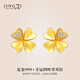 晶姿四葉草黃金耳釘足金幸運耳飾精致小眾首飾女款送女友情人生日禮物 【鉆石】足金999耳釘