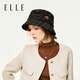 ELLE羊毛呢子漁夫帽女士秋冬季時(shí)尚百搭小香風(fēng)休閑顯臉小氣質(zhì)盆帽 黑色 均碼