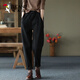 啄木鳥(niǎo)2025秋冬季加厚褲子新款休閑褲女松緊腰加絨哈倫褲純色春時(shí)尚長(cháng)褲 黑色加絨 XL 120-140斤