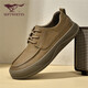 七匹狼男鞋休閑皮鞋男秋冬新款透氣低幫厚底軟底休閑鞋防滑舒適輕便鞋男 黃棕 41 (255mm)