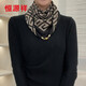 恒源祥絲巾女新款65方巾磁吸扣人字棉圍巾氣質(zhì)網(wǎng)紅時尚休閑百搭洋氣韓版 1.G宮格棕咖