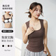 纖絲鳥(niǎo)保暖背心女士7A抗菌帶胸墊吊帶免穿文胸修身百搭保暖上衣打底杉 【聚攏無(wú)痕胸墊】咖色 XL