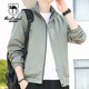 西域駱駝（VANCAMEL）夾克男外套秋季休閑韓版男士立領(lǐng)棒球服工裝上衣男裝 豆綠 XL 