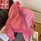 JEZE小香風(fēng)粉色格子軟糯毛衣女秋冬2024新款韓系溫柔短款針織開衫外套 1087玫紅色【z】 L 【建議105斤-120斤】