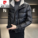 皮爾卡丹（pierre cardin）短款羽絨服男士冬季2024新款痞帥白鴨絨潮牌潮流加厚冬裝外套男款 黑色 L 105-115斤左右