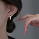銀奧925純銀橢圓耳圈女小眾設計高級感耳環(huán)2025年新款潮輕奢秋冬耳飾 幾何方形耳環(huán)