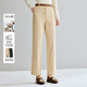 茵曼文藝復古燈芯絨直筒褲女潮流冬通勤高腰顯瘦休閑闊腿褲 卡其色 27