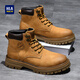 海瀾之家馬丁靴男春秋季透氣加厚2026新款工裝靴子男女同款防滑厚底機車(chē)靴 土黃色 42