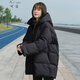 可茵（Keyin）棉服女冬季2023年新款女裝韓版寬松面包服中長(zhǎng)款連帽棉衣外套女潮 黑色 XL