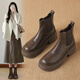 ZHR厚底切爾西靴女2025秋冬新款英倫風(fēng)棕色馬丁靴復古百搭女靴子 棕色 37