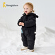童泰（TONGTAI）嬰兒羽絨連體衣冬季寶寶五防連帽鴨絨服男童女童外出哈衣爬服 黑色 100 碼(建議2-3歲身高90-103cm)