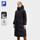 FILA 斐樂官方女裝長款羽絨服女健身運(yùn)動(dòng)保暖連帽外套 深黑-BK 170/88A/L