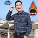 老爺車(chē)爸爸裝加絨襯衫男冬季保暖加厚男士襯衣中老年男裝老人衣服