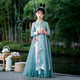 馬櫻紅雨 女童古風(fēng)超仙漢服新款秋款兒童中國風(fēng)演出服唐裝小女孩古裝秋冬 綠色【親膚舒適】 160 /建議身高160厘米左右