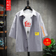 尤芮軻【肥仔240斤超大碼5XL】夏季日系字母短襯衫男加肥加大碼潮流胖子寬松休閑分袖外套 灰色 4XL 180-205斤