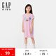 Gap【大小童同款】女童2025夏季新款logo珠地連衣裙兒童裝782715 粉色 150 cm(12-13歲)亞洲尺碼