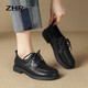 ZHR單鞋女春秋英倫風(fēng)粗跟樂(lè )福鞋女復古圓頭通勤女鞋 BK86 黑色 38 