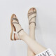 ZHR涼鞋女閃耀水鉆羅馬風(fēng)女鞋細帶百搭名族風(fēng)顯瘦坡跟鞋女舒適外穿鞋子女 AW55 涼鞋 米色 40