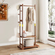 庭許實(shí)木掛衣架落地衣帽架臥室多功能收納置物架家用辦公室立式衣服架 418新款雙層【大尺寸】咖啡色