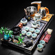瓷牌茗茶具（cipaiming teaset） 功夫茶具套裝整套家用流水茶盤(pán)陶瓷茶壺茶杯茶具會(huì )客茶臺 哥窯竹韻自動(dòng)茶具+茶字4合1流水