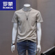 羅蒙（ROMON）麻料光板圓領(lǐng)短袖t恤衫2024年夏季薄款簡(jiǎn)約百搭休閑男士上衣 杏色 XL