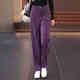 婳如嫣紫色燈芯絨褲子女2026新款冬季加絨加厚窄版直筒雪尼爾顯瘦闊 紫色不加絨款 XL