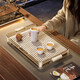 普諾爾家用瀝水托盤(pán)長(cháng)方形塑料茶盤(pán)客廳茶杯水杯收納架輕奢茶具收納盤(pán) 大號香檳卡