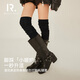Henny Rue女士襪子女長(cháng)筒秋冬針織過(guò)膝襪學(xué)院風(fēng)翻邊百搭堆堆襪 深邃黑 均碼