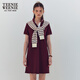 Teenie Weenie小熊春夏季通勤職場(chǎng)寬松POLO披肩連衣裙學(xué)院風(fēng)時(shí)尚女 酒紅色 S (160)