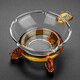 宏正盈 茶隔過(guò)濾網(wǎng)茶葉濾網(wǎng)器透明玻璃茶漏茶道配件公道杯泡茶器漏斗 黃把龍頭茶漏