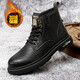 慕普盾（MUPUDUN）輕奢男鞋中幫新款馬丁靴手工男靴舒適英倫韓版潮流百搭工裝靴 黑色-加絨款 41