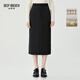 深呼吸DEEP BREATH女裝可水洗羊毛中長(cháng)款半身裙A200316 黑 M (3)