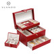 VLANDO高檔首飾盒收納盒高級生日禮物女生閨蜜紅色新婚禮物飾品盒 胭脂紅瘋馬紋-禮盒裝