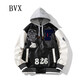 BVX棒球服男街頭潮流寬松休閑外套秋冬裝情侶裝加厚時(shí)尚飛行員夾克潮 黑色（可脫卸帽） XL