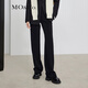 MO&Co.抽繩松緊彈力高腰寬松直筒休閑褲女黑色闊腿褲休閑運動(dòng)褲女 黑色-第2批 S 160