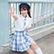 圣洛鋒 原創(chuàng  )JK制服百褶裙女銀線(xiàn)格裙套裝全套少女學(xué)生日系學(xué)院風(fēng) 深海精靈（42CM短袖套裝） M 腰圍（64-68）