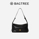 BAGTREE【明星同款】包包樹(shù)奶盒包頭層植鞣牛皮單肩腋下包斜挎包hobo包女 檀黑色-中號 高級小眾生日禮物女