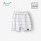 棉棉柔寶寶短褲男童褲子兒童夏季薄款嬰兒五分褲幼兒純棉女小童夏天外穿 淺灰大格子 110cm