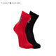 Tommy Hilfiger【兩雙裝】男裝經(jīng)典龍紋刺繡紅色微彈中筒商務(wù)休閑運動(dòng)襪子 紅色/黑色612 2雙 均碼 OS