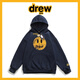 Drew Ess【官方正品】秋冬加厚情侶高街連帽笑臉衛(wèi)衣男女重磅潮牌美式外套 藏青 400g 加厚 XL 150-180斤