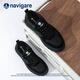 納維凱爾（Navigare）意大利小帆船男鞋2025新款透氣舒適潮流男士厚底潮流舒適板鞋 黑色 40