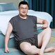 金芝斕莫代爾睡衣男大碼夏季冰絲薄款背心短褲胖子寬松加肥家居服300斤 深灰色 3XL 【建議180-220斤】