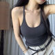 小野七天美式內(nèi)搭工字小吊帶背心外穿辣妹帶胸墊打底美背舒適螺紋上衣 深灰色 均碼