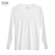 STW.SOTOWELL無(wú)痕男士秋衣莫代爾修身V領(lǐng)內衣春秋貼身打底衫輕保暖衣單件上衣 MB021白色上衣 XL