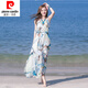 皮爾卡丹（pierre cardin）連衣裙新款女裝雪紡碎花沙灘裙海南三亞海邊度假旅行吊帶長裙顯瘦 圖片色 M